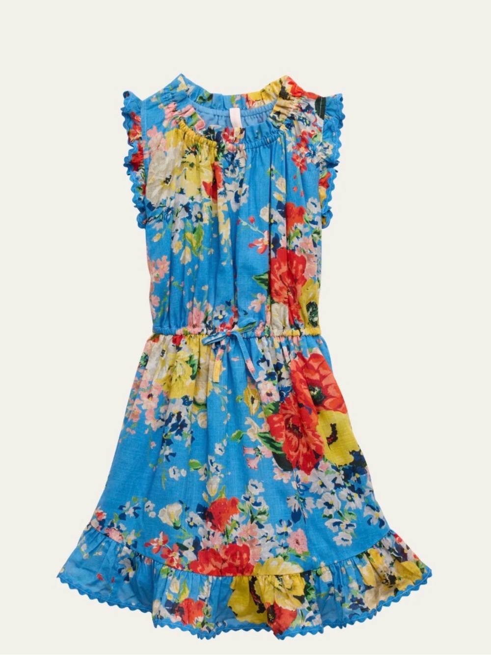 Zimmerman Blue Floral Ruffle Sleeveless Dress - Girls Size 8
